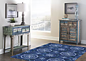 Linon Washable Indoor Rug, Soleil, 5' x 7', Blue/Ivory