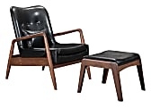 Zuo® Modern Bully Lounge Chair And Ottoman, Black/Walnut 1 thumbnail image