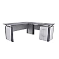 Forward Furniture Allure Double-Pedestal L-Shaped Desk, 72"W, Stormy Gray/Ashwood White