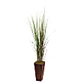 Nearly Natural 54"H Bamboo Artificial Grass With Bamboo Planter, 54"H x 12"W x 12"D, Brown/Green