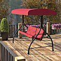 Flash Furniture Tellis 3-Seat Outdoor Steel Converting Patio Swing/Bed, Maroon/Black 1 thumbnail image