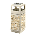Safco® Plastic/Stone Aggregate Receptacle, 15 Gallons, 33" x 13 3/4" x 13 3/4", Tan