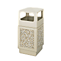 Safco® Plastic/Stone Aggregate Receptacle, 38 Gallons, 39" x 18 1/4" x 18 1/4", Tan