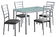 Monarch Specialties Abraham Dining Table With 4 Chairs, Silver