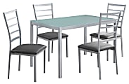 Monarch Specialties Abraham Dining Table With 4 Chairs, Silver 1 thumbnail image