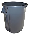 Genuine Joe Gator Round Molded Rubber Waste Container, 55 Gallons, Gray 1 thumbnail image