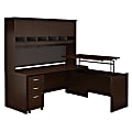 Bush Business Furniture Components 72"W 3 Position Sit to Stand L Shaped Desk with Hutch and Mobile File Cabinet, Mocha Cherry, Standard Delivery