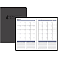 House of Doolittle Non-dated Productivity Planner - Monthly, Weekly - 1 Year - 1 Month, 1 Day, 1 Week Double Page Layout - Blue Sheet - Gray - Suede - Gray - 9.3" Height x 6.3" Width