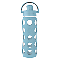 LifeFactory Glass Water Bottle With Active Flip Cap And Protective Silicone Sleeve, 22 Oz, Denim 1 thumbnail image