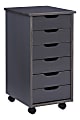 Linon Casimer 6-Drawer Rolling Home Office Storage Cart, Grey 1 thumbnail image