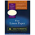 Southworth® 25% Cotton Linen Business Paper, 8 1/2" x 11", 24 Lb, Ivory, Box Of 80