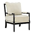 Office Star Eliza Fabric/Wood Spindle Accent Chair, 37”H x 26-1/4”W x 32-1/4”D, Linen 1 thumbnail image