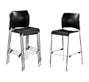 National Public Seating 8800 Series Cafetorium Plastic Stack Chairs, Black/Chrome, Set Of 4 Chairs