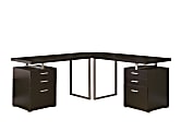 Monarch Specialties L-Shaped Computer Desk With File Drawers, Cappuccino