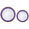 Amscan Round Hot-Stamped Plastic Bordered Plates, New Purple, Pack Of 20 Plates 1 thumbnail image
