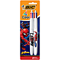 BIC 4-Color Marvel's Spider-Man Retractable Ballpoint Pens, Miles Morales Edition, Medium Point, 1.0 mm, White Barrel, Assorted Ink Colors, Pack Of 2 Pens