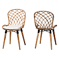 bali & pari Sabelle Finished Teak Wood Dining Accent Chairs, Graywash/Natural Brown/White, Set Of 2 Chairs 1 thumbnail image