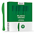 Amscan 8019 Solid Heavyweight Plastic Knives, Festive Green, 50 Knives Per Pack, Case Of 3 Packs