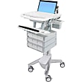 Ergotron StyleView Laptop Cart Desk Workstation 9 Drawers, 50-1/2"H x 17-1/2"W x 30-3/4"D, White/Gray