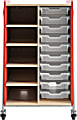 Safco® Whiffle Double-Column 10-Drawer Storage Cart, 48"H x 30"W x 19-3/4"D, Red 