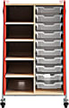 Safco® Whiffle Double-Column 10-Drawer Storage Cart, 48"H x 30"W x 19-3/4"D, Red  1 thumbnail image