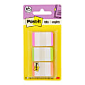 Post-it® Notes Durable Filing Tabs, 1" x 1-1/2", Green/Orange/Pink Color Bars, 22 Flags Per Pad, Pack Of 3 Pads