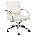 Boss Office Products CaressoftPlus™ Ergonomic Mid-Back Executive Chair, White/Chrome