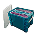 Super Stacker Plastic Storage Container With Built-In Handles And Snap Lid, 19 Liters, Sea Breeze