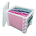 Advantus Super Stacker Plastic Storage Container With Built In Handles And Snap Lid, 19 Liters, Clear/Sea Breeze 1 thumbnail image