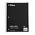 C-Line Wide Rule Spiral Notebooks, 8" x 10-1/2", 1 Subject, 70 Sheets, Black, Case Of 24 Notebooks