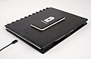 TUL® Wireless Charging Discbound Notebook, Leather Cover, Letter Size, Black