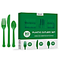 Amscan 8016 Solid Heavyweight Plastic Cutlery Assortments, Festive Green, 80 Pieces Per Pack, Set Of 2 Packs