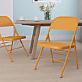 Flash Furniture HERCULES COLORBURST Metal Triple-Braced Folding Chair, Orange Marmalade