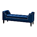 Baxton Studio 9382 Bench, 21-5/16"H x 51-5/8"W x 16-15/16"D, Royal Blue/Espresso