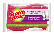 Scotch-Brite™ Delicate Care Cellulose Scrub Sponges, 2 5/8"H x 4 7/16"W x 13/16"D, Pink/White, Pack of 12 Sponges