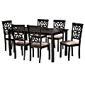 Baxton Studio Dallas Dining Set, 29-1/8”H x 59-1/16”W x 35-7/16”D, Sand/Dark Brown