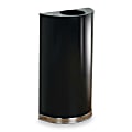 United Receptacle 30% Recycled Half Round Open-Top Steel Receptacle, 12 Gallons, 32" x 18" x 9", Black/Chrome