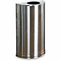 United Receptacle 30% Recycled Half Round Open-Top Steel Receptacle, 12 Gallons, 32" x 18" x 9", Stainless Steel 1 thumbnail image