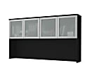 Bestar Pro-Concept Plus Hutch With Frosted Glass Doors, 40-7/16"H x 71-1/8"W x 12-7/16"D, Black