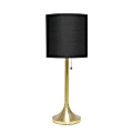 Simple Designs Tapered Table Lamp, 21"H, Black Shade/Gold Base