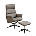 Monarch Specialties Swivel Recliner Chair And Ottoman Set, Taupe/Chrome