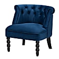 Baxton Studio Flax Classic Velvet Fabric And Wood Accent Chair, 28”H x 23-5/8”W x 29-1/2”D, Navy Blue/Black 1 thumbnail image