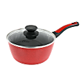Oster Claybon 2.2-Quart Aluminum Nonstick Saucepan With Lid, Speckled Red 1 thumbnail image