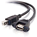 C2G 3ft Panel-Mount USB 2.0 A Female to B Male Cable - Type A Female USB - Type B Male USB - 3ft - Black