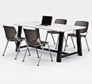 KFI Studios Midtown Table With 4 Stacking Chairs, Designer White/Brownstone