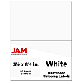 JAM Paper® Half-Page Mailing And Shipping Labels, Rectangle, 5-1/2" x 8-1/2", White, Pack Of 50 Labels 1 thumbnail image