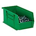 Partners Brand Plastic Stack & Hang Bin Storage Boxes, Small Size, 3" x 4 1/6" x 7 3/8", Green, Case Of 24