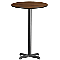 Flash Furniture Laminate Round Table Top With Bar-Height Table Base, 43-1/8"H x 24"W x 24"D, Walnut/Black