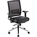 Lorell® Ergonomic Bonded Leather/Mesh Executive Swivel Chair, Black