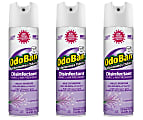 OdoBan Ready-to-Use 360-Degree Continuous Spray Disinfectant Cleaner and Odor Eliminator, Lavender Scent, 14.6 Oz, Set Of 3 Spray Cans